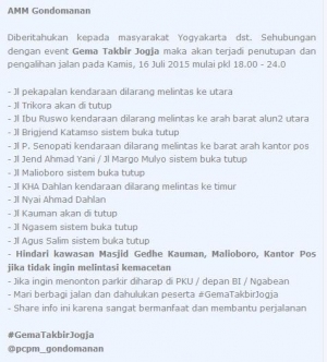 Penutupan Jalan Jelang Takbir