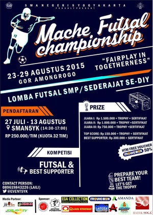 Turnamen Futsal untuk Pelajar SMP Sederajat DIY dan sekitarnya