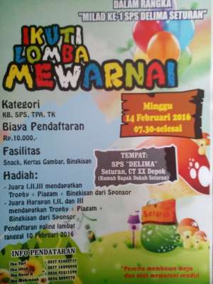 Lomba Mewarnai Tingkat KB, SPS, TPA, TK 