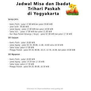 Jadwal Misa dan Ibadat Trihari Paskah (3 - habis) 
