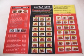 Daftar menu rumah makan Bungong Jeumpa