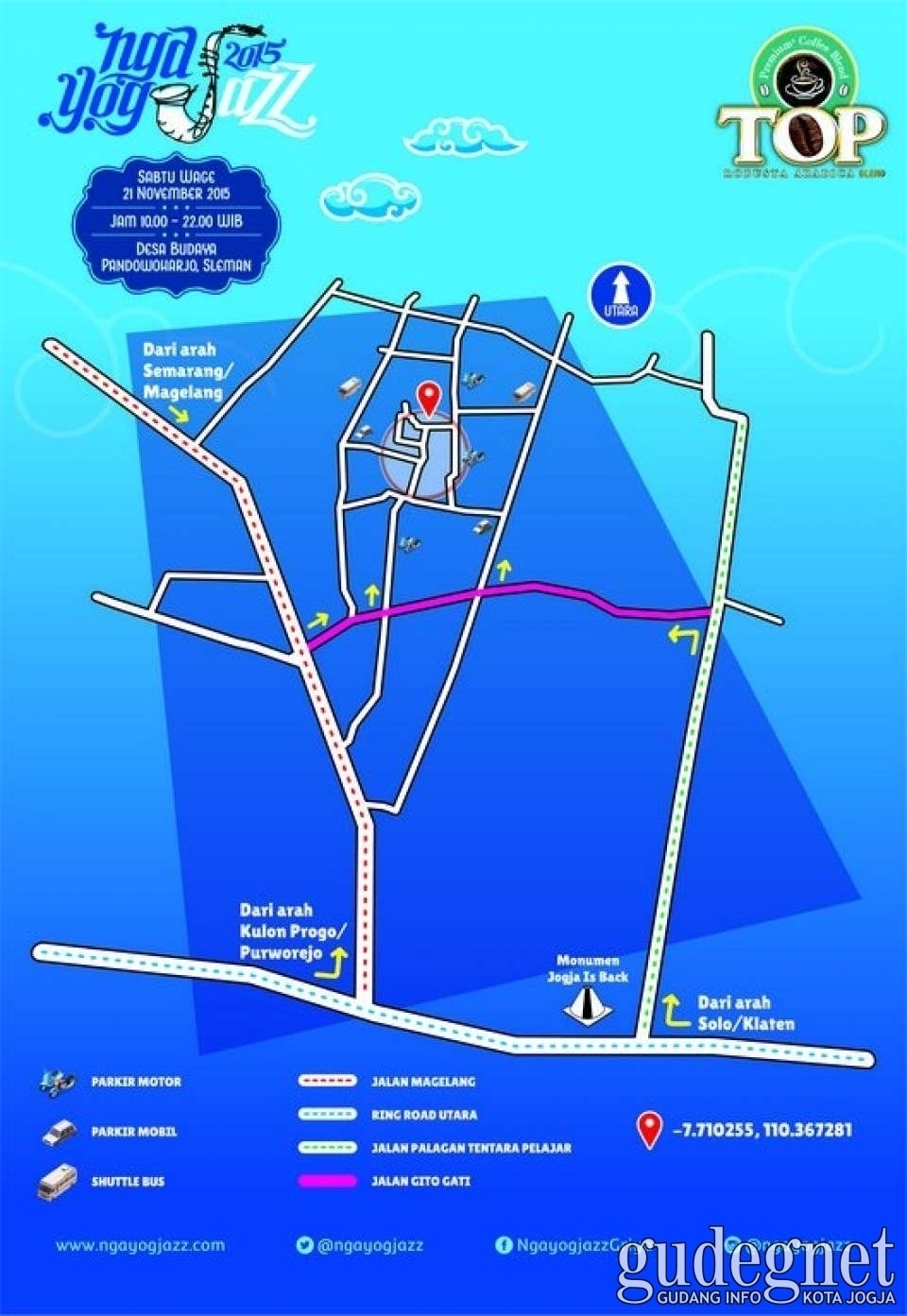 Penunjuk Arah, Denah Lokasi, dan Daftar Penampil Ngayogjazz 2015