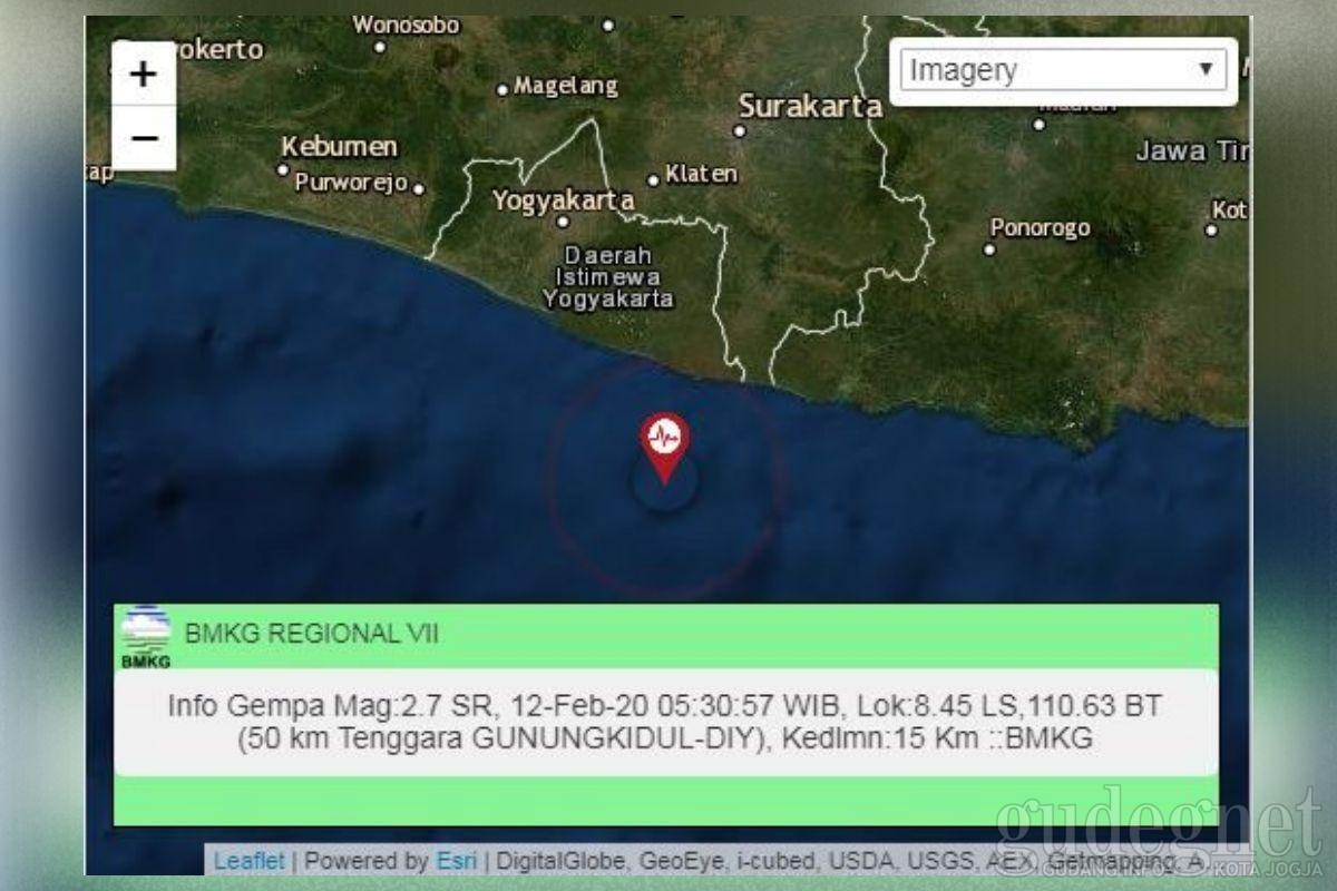 Bantul dan Gunungkidul Tiga Kali Digetarkan Gempa Hari Ini