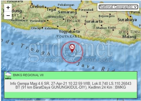 Gunungkidul Diguncang Gempa M4.6 Gunungkidul Diguncang Gempa M4.6
